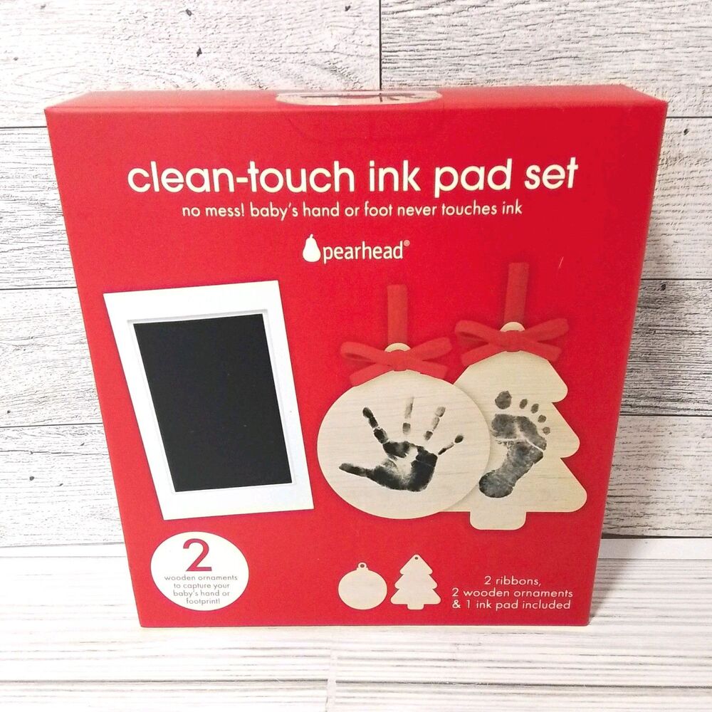 Pearhead Clean-Touch Ink Pad Set Christmas Baby Handprint Footprint Kit